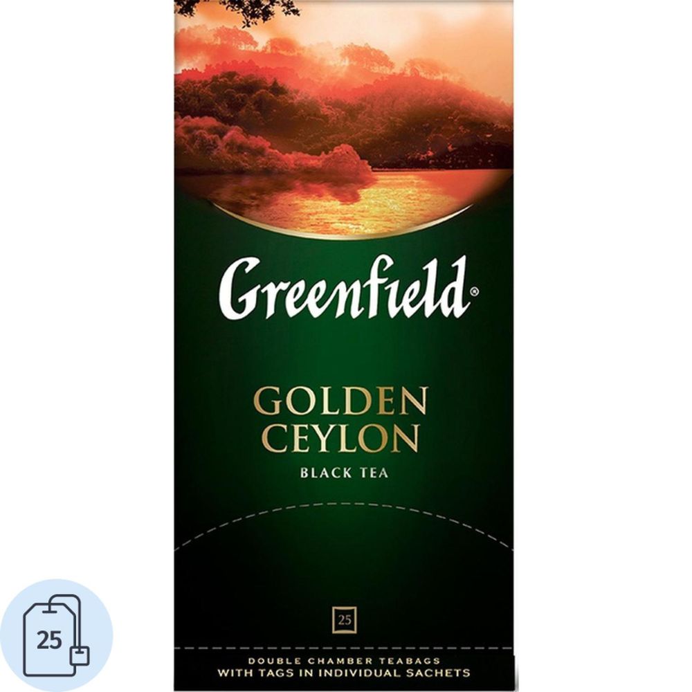 Чай Greenfield Golden Ceylon, черный цейлонский, 25 пак/уп