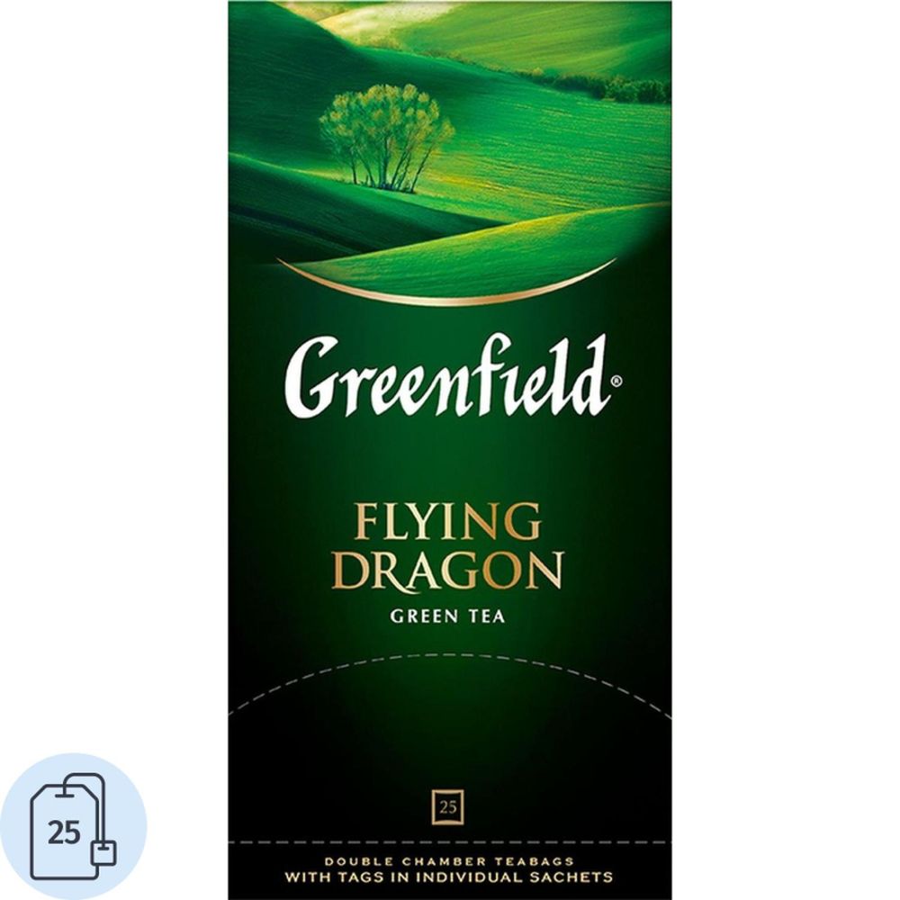 Чай Greenfield Flying Dragon, зеленый, 25 пак/уп