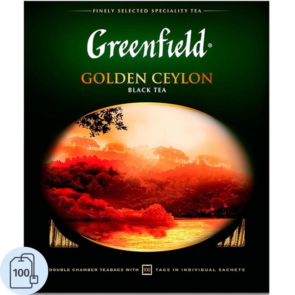 Чай Greenfield Golden Ceylon, черный цейлонский, 100 пак/уп