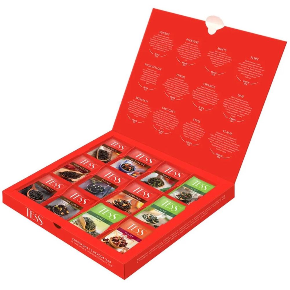 Чай Tess набор чая 12 видов, 1уп/60пак.