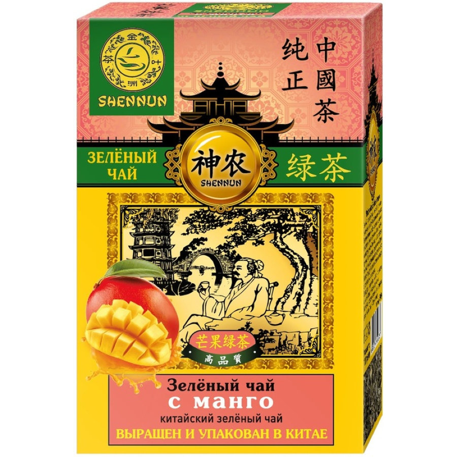 Чай Shennun зеленый с манго листовой, 100г 