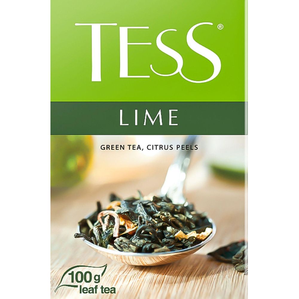 Чай Tess Lime листовой зеленый с добавками,100г 