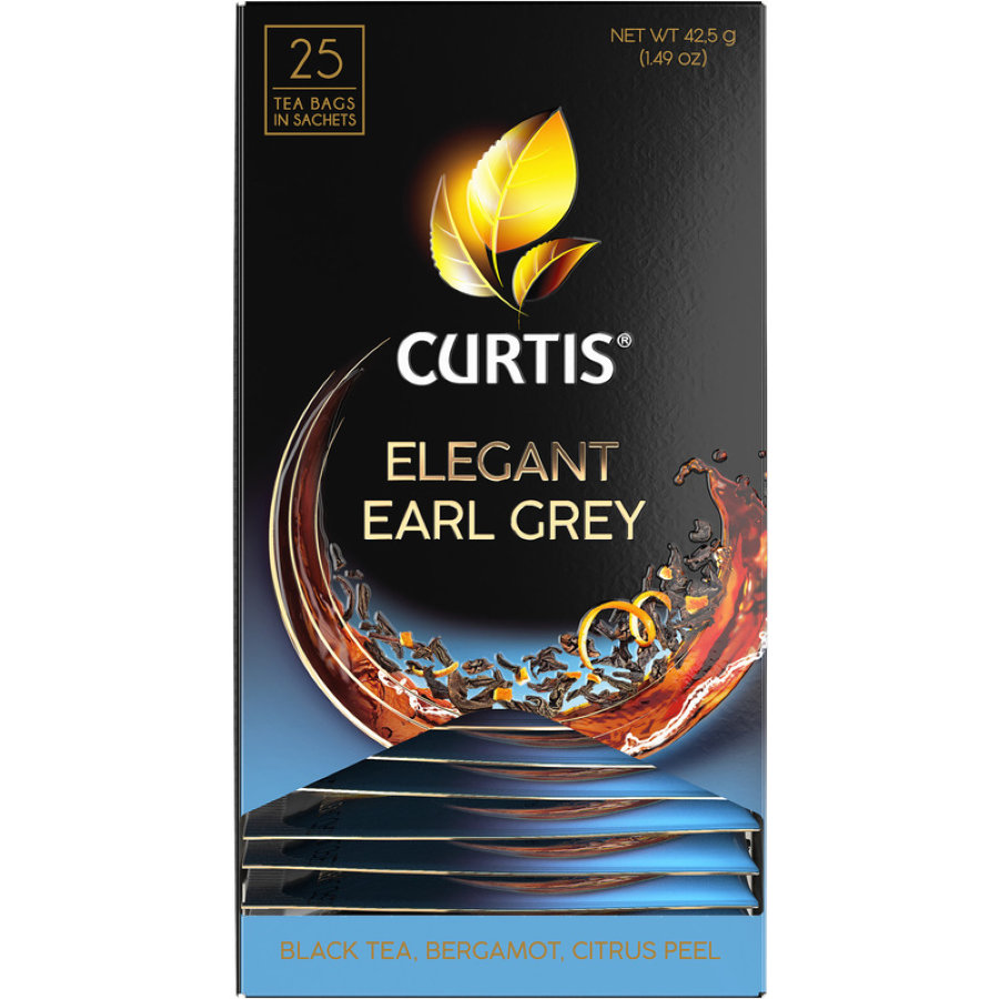 Чай Curtis черный Elegant Earl Grey,ароматизированный,мелкий лист, 25шт/уп