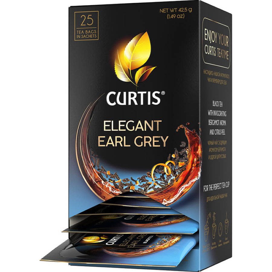 Чай Curtis черный Elegant Earl Grey,ароматизированный,мелкий лист, 25шт/уп