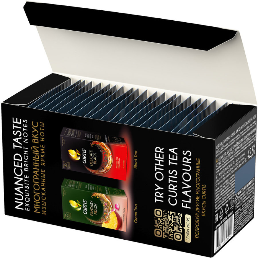 Чай Curtis черный Elegant Earl Grey,ароматизированный,мелкий лист, 25шт/уп