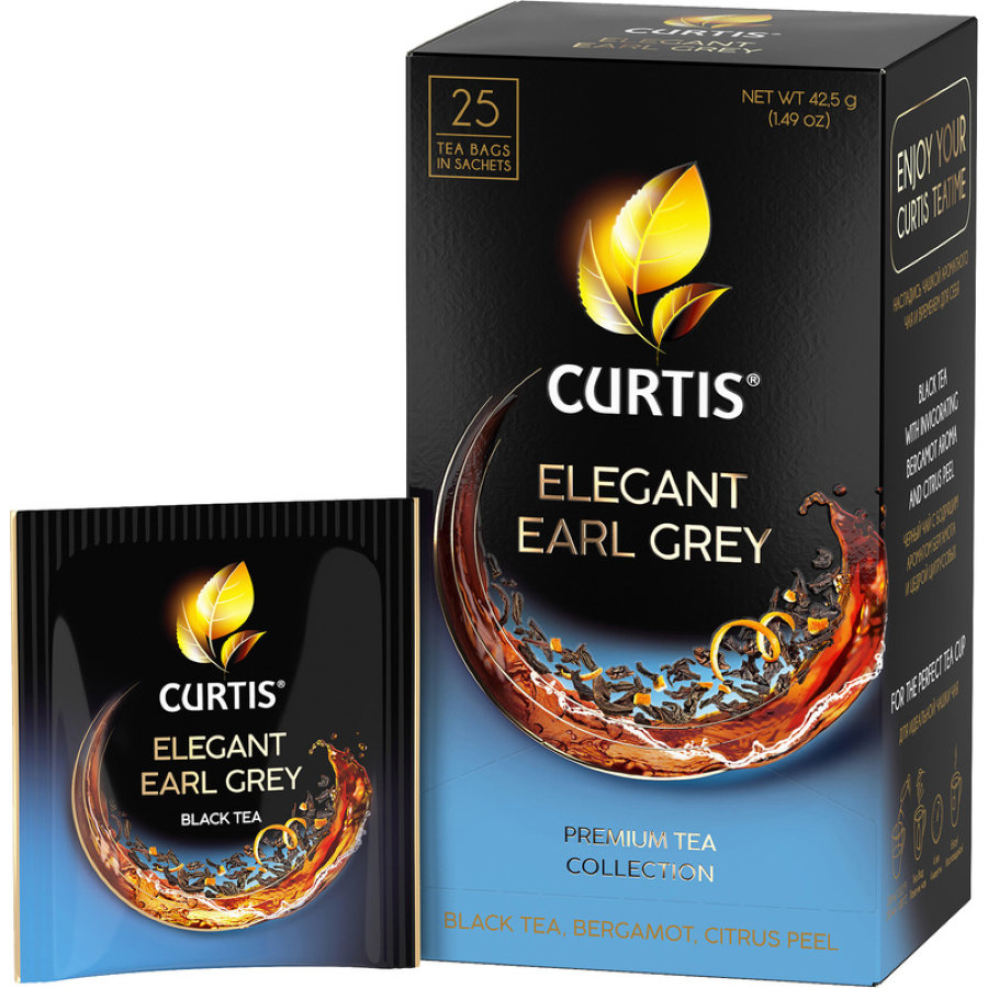 Чай Curtis черный Elegant Earl Grey,ароматизированный,мелкий лист, 25шт/уп