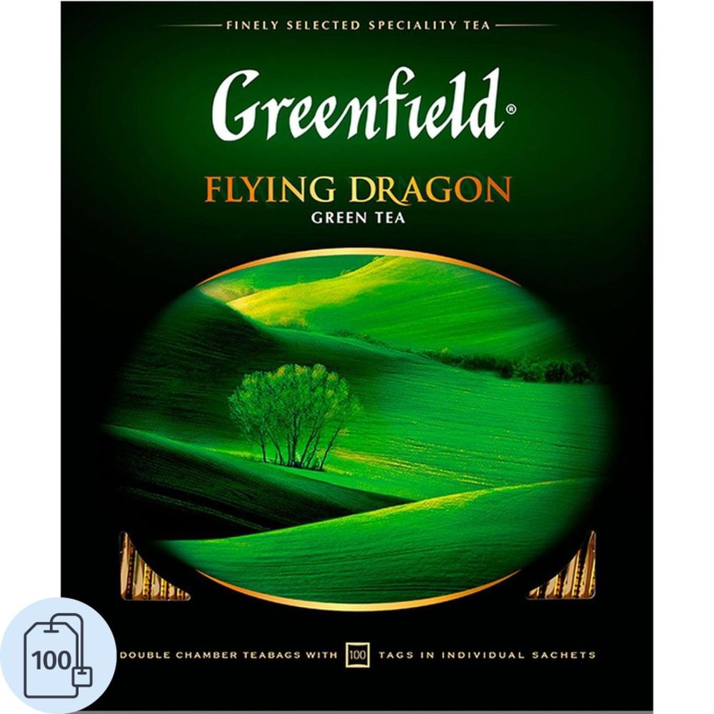 Чай Greenfield Flying Dragon, зеленый, 100 пак/уп