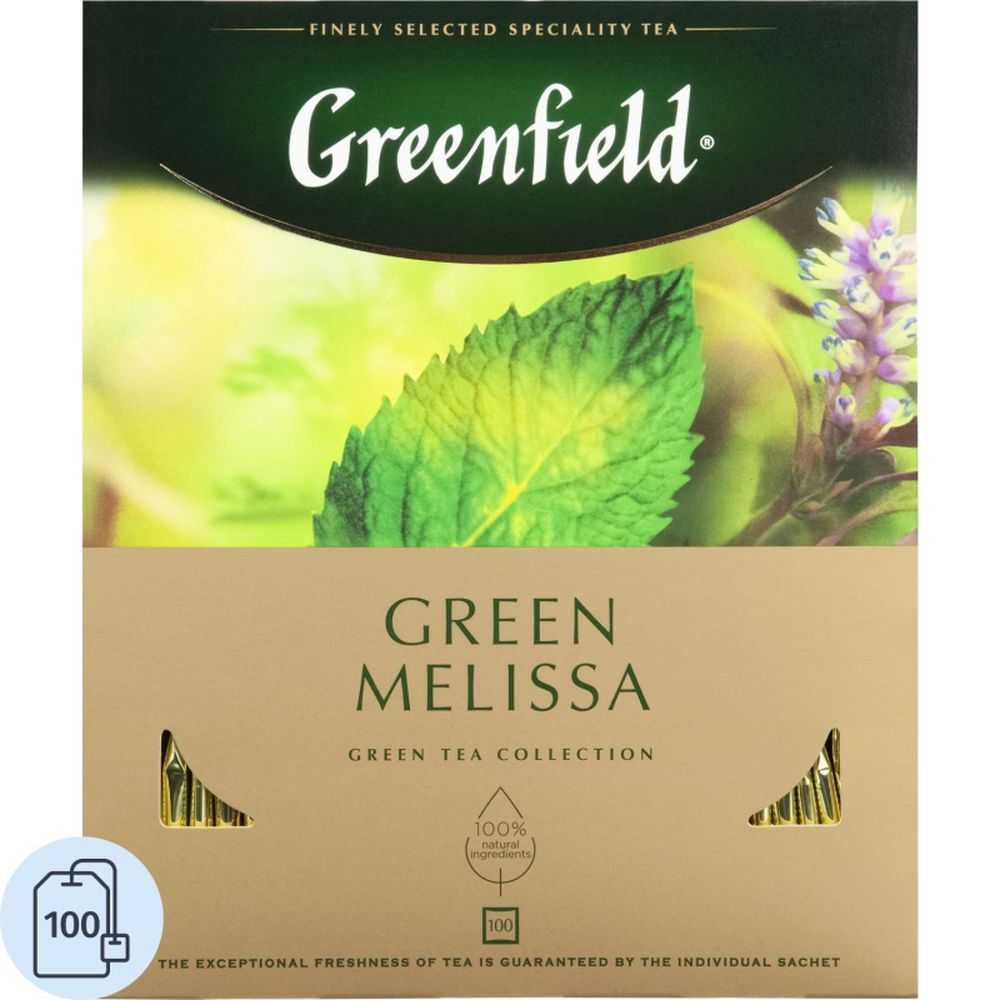 Чай Greenfield Green Melissa, зеленый, 100 пак/уп