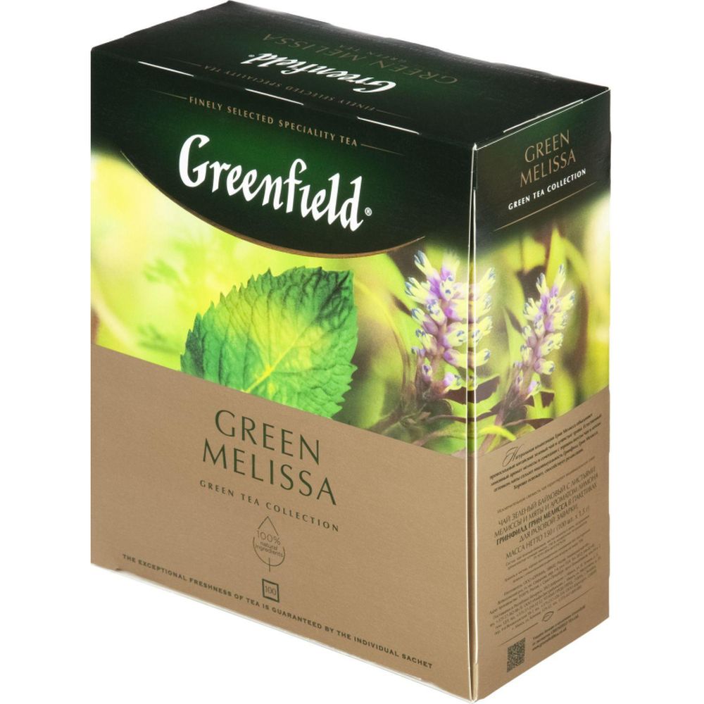 Чай Greenfield Green Melissa, зеленый, 100 пак/уп