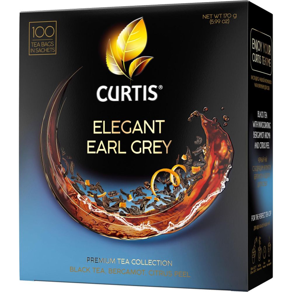 Чай Curtis черный Elegant Earl Grey,ароматизированный,мелкий лист, 100шт/уп