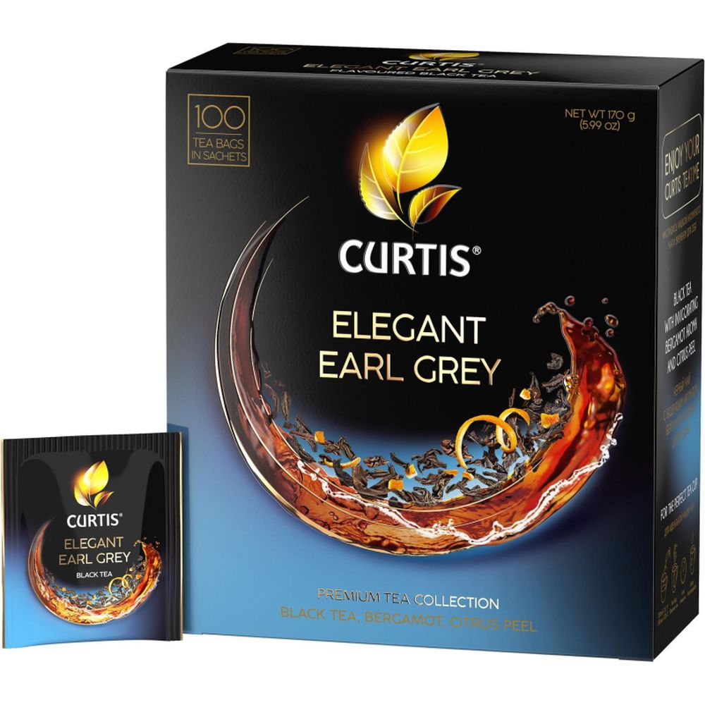 Чай Curtis черный Elegant Earl Grey,ароматизированный,мелкий лист, 100шт/уп