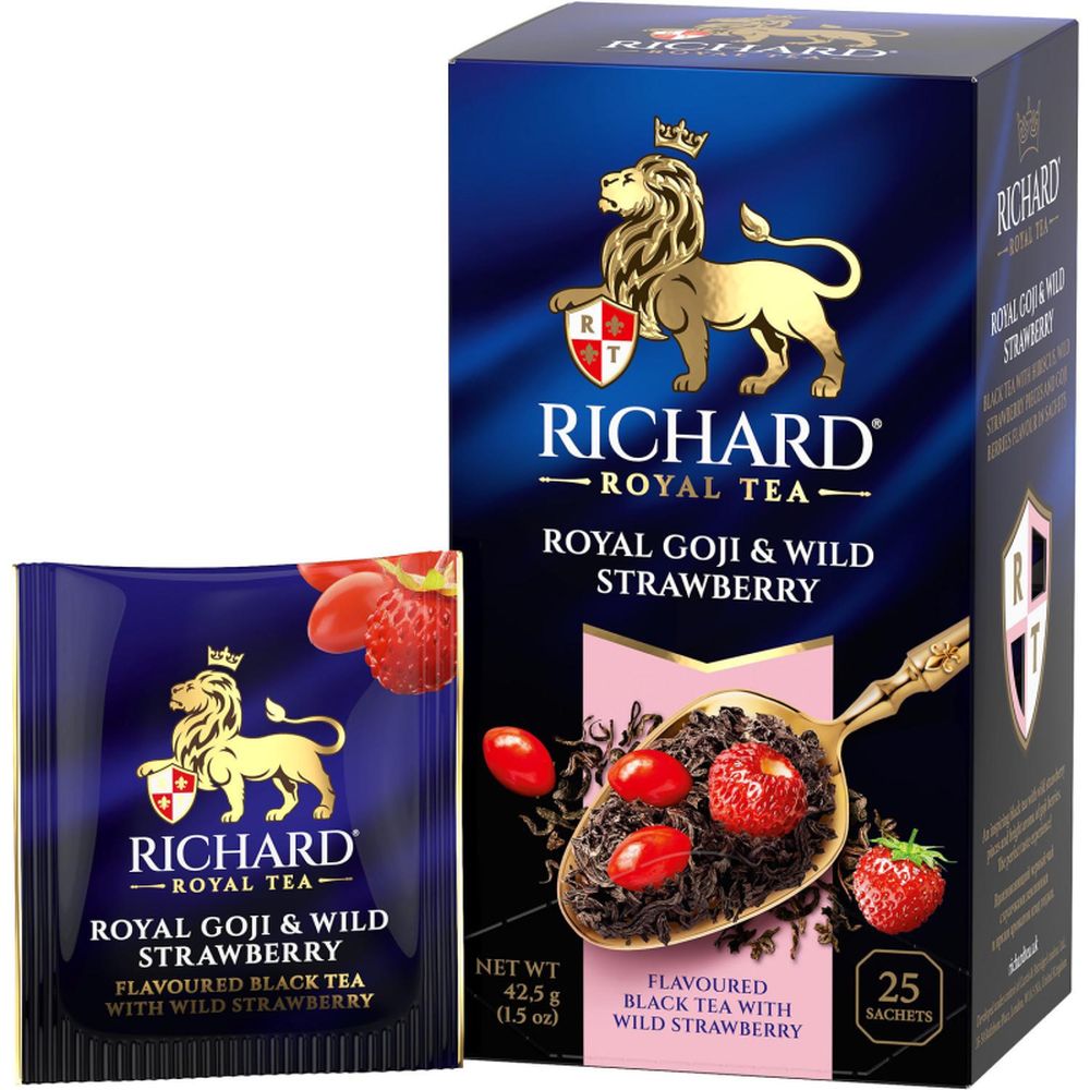 Чай Richard Royal Goji; Wild Strawberry,черный,ароматизированный, 25шт/уп