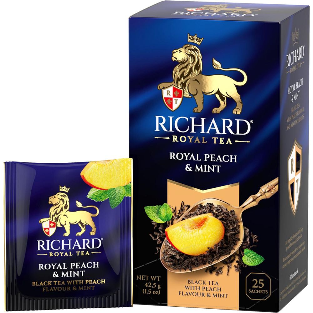 Чай Richard Royal Peach Mint черный,ароматизированный, 25шт/уп