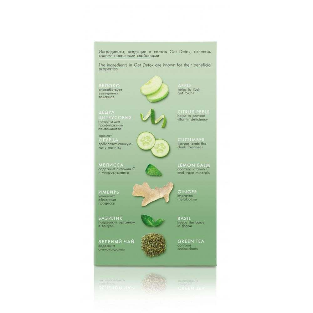 Чай Tess Get Detox зеленый с добавками, 1,5гх20шт/уп