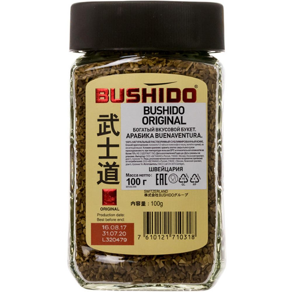 Кофе BUSHIDO Original растворимый,100г стекло