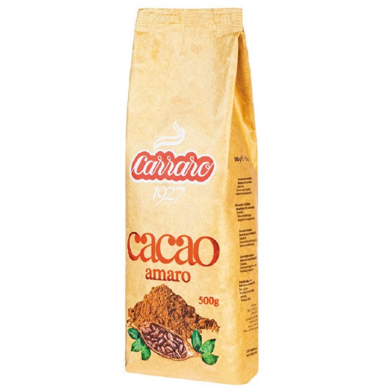 Какао Carraro  Bitter Cocoa Amaro чистое горькое, 500г