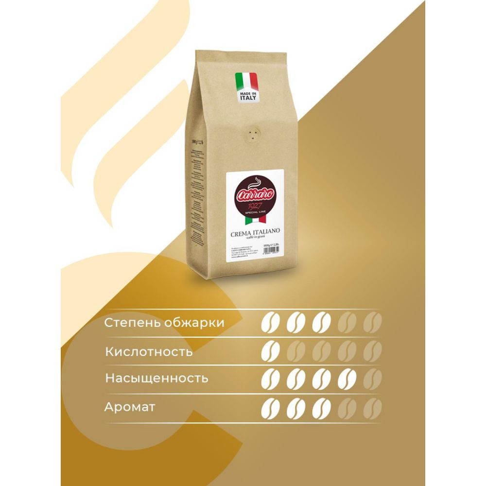 Кофе Caffe Carraro Crema Italiano в зернах, 1кг