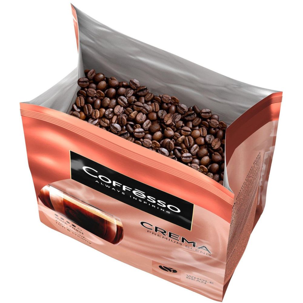 Кофе Coffesso Crema в зернах, Premium Arabica,средняя обжарка, 1кг