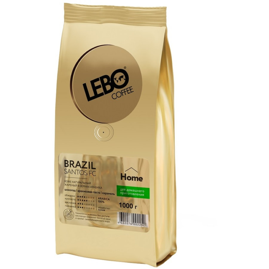 Кофе Lebo Brazil Santos FC Home в зернах, арабика, 1кг