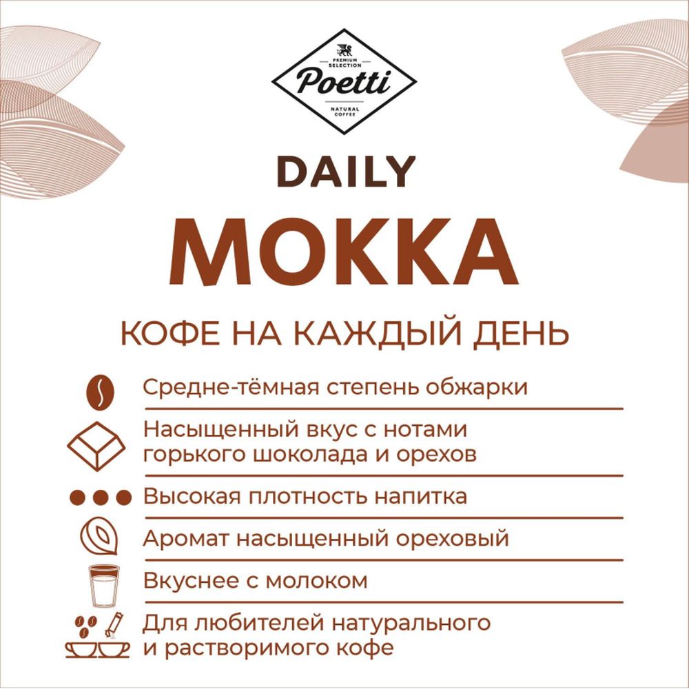 Кофе Poetti Daily Mokka молотый, 250г