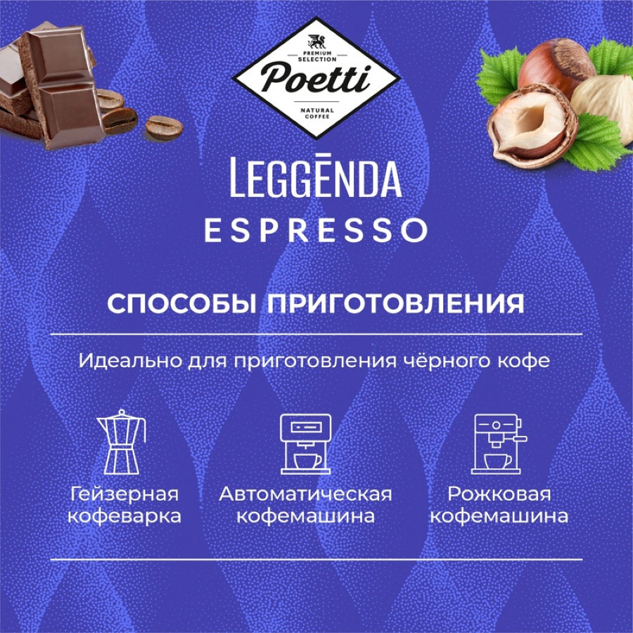 Кофе Poetti Leggenda Espresso в зернах, 1кг