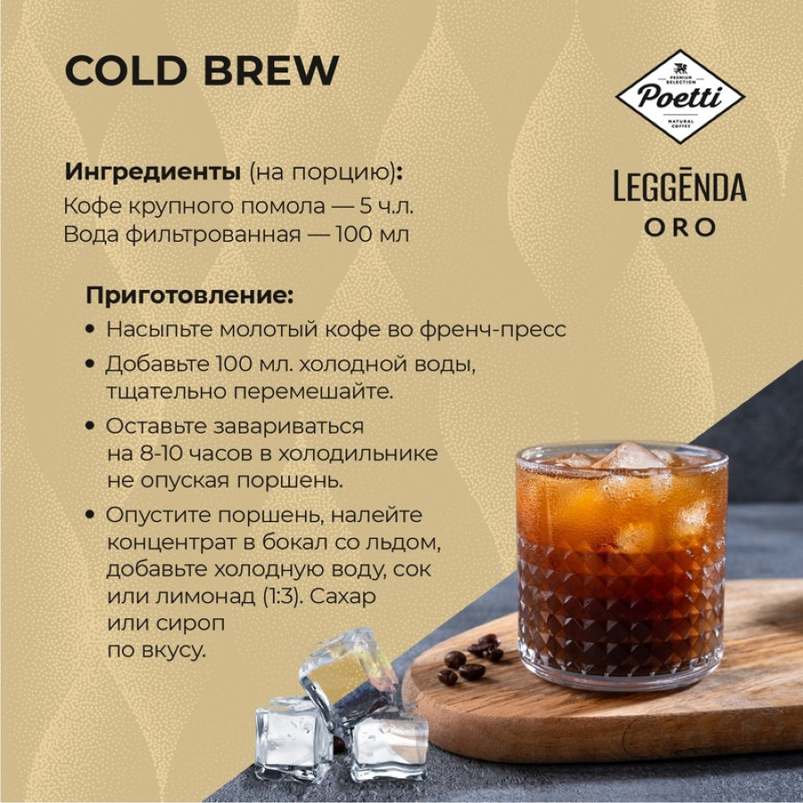 Кофе Poetti Leggenda Oro молотый, 250г