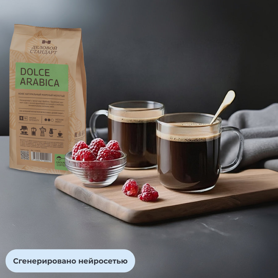 Кофе Деловой Стандарт Dolce Arabica молотый натуральный жареный, 250г