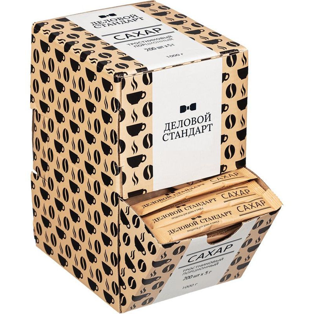 Сахар порционный в стиках Деловой стандарт тростниковый 5гр (200 шт/уп.)