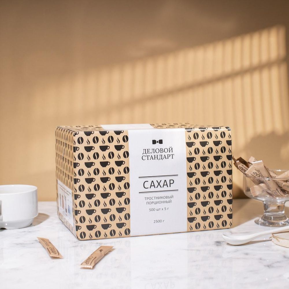 Сахар порционный в стиках Деловой стандарт тростниковый 5гр (500 шт/уп.)