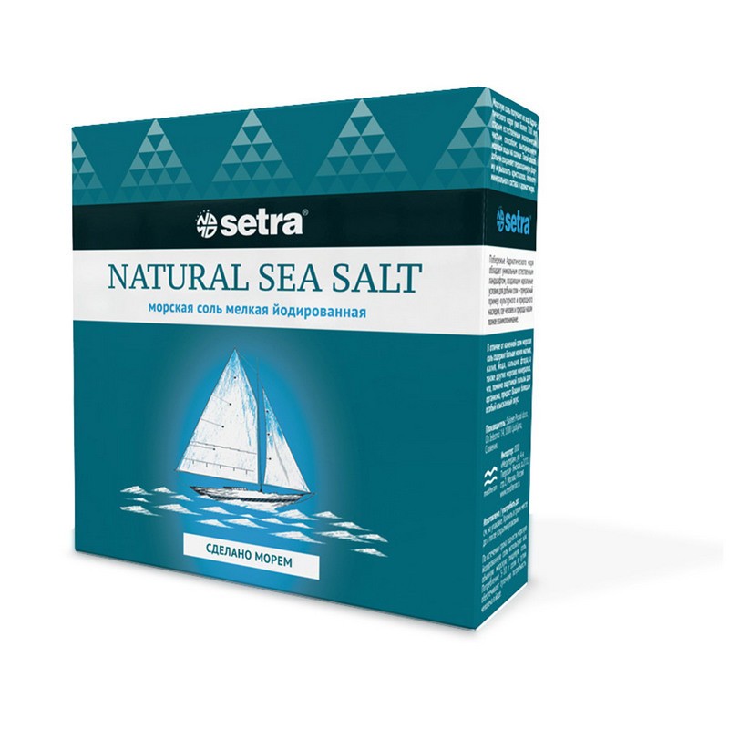 Соль Setra морская натуральная мелкая йодированная 500гр