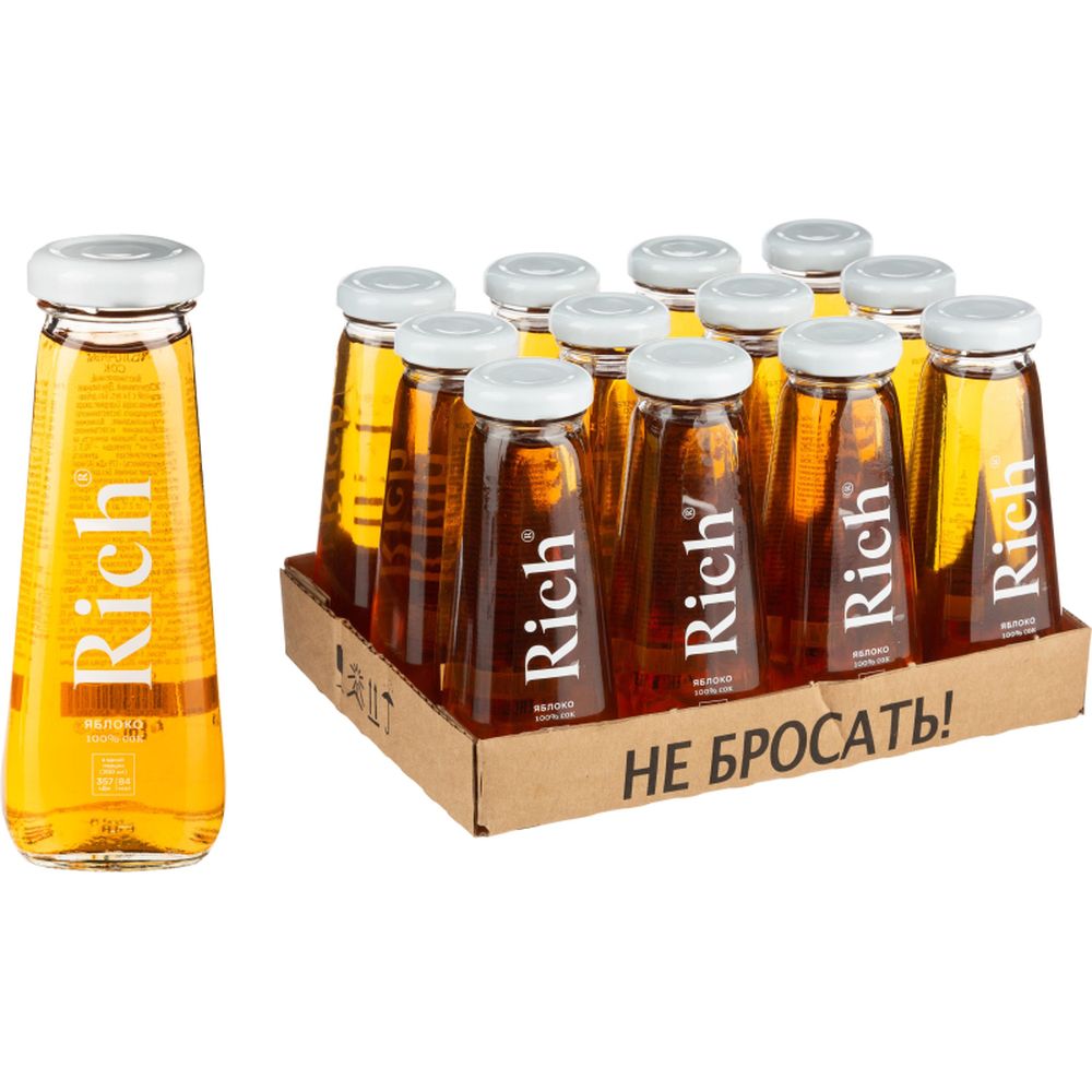 Сок Rich яблоко стеклянная бутылка 0,2л