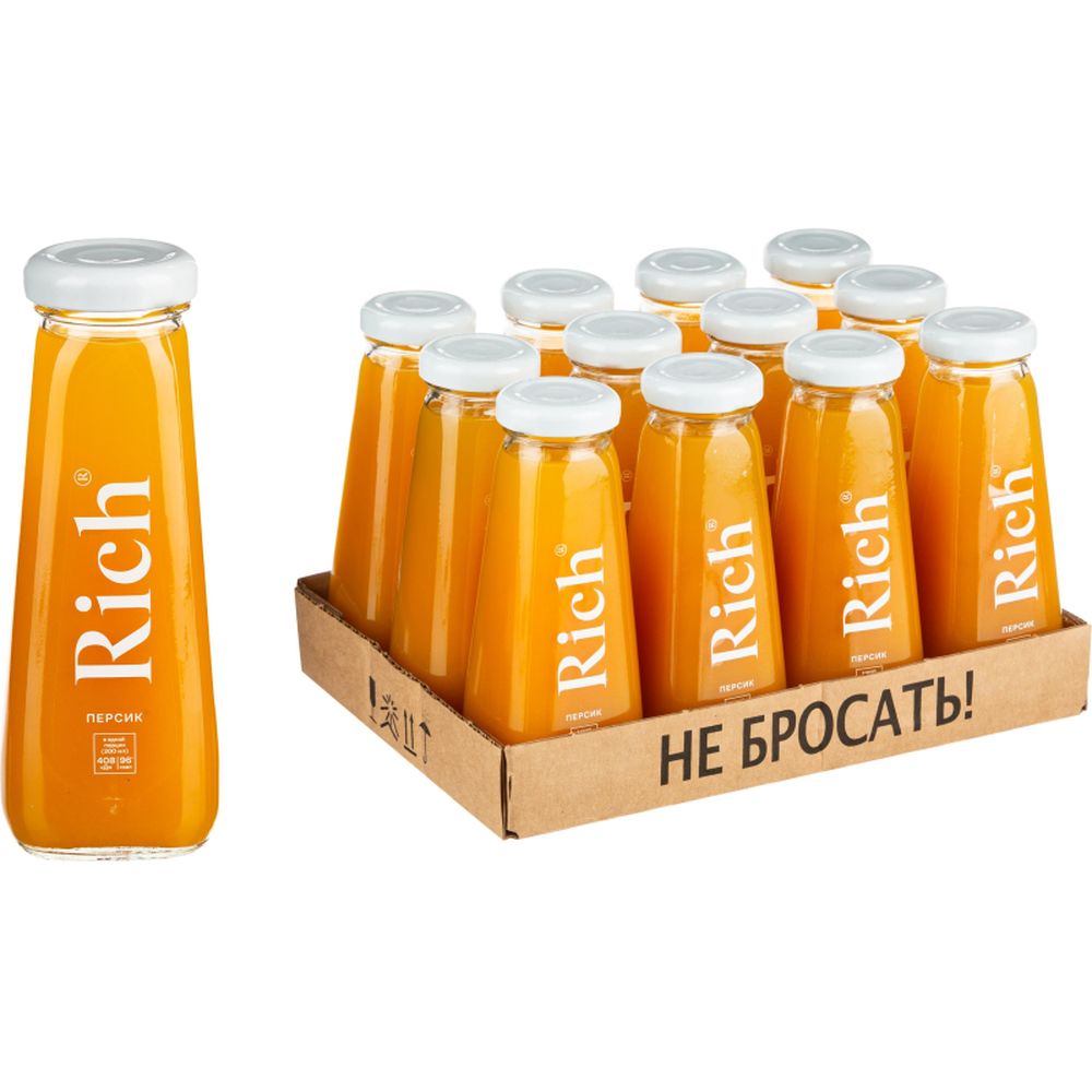 Сок Rich персик стеклянная бутылка 0,2л