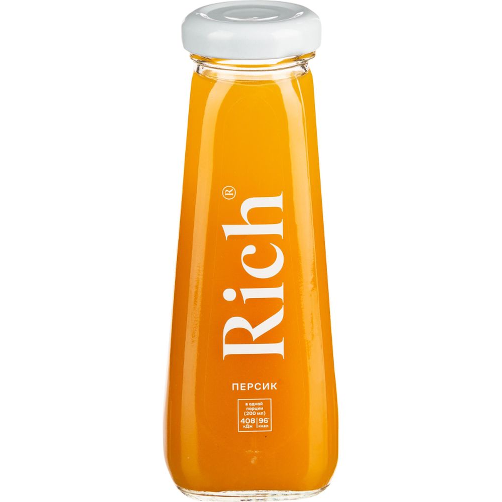 Сок Rich персик стеклянная бутылка 0,2л