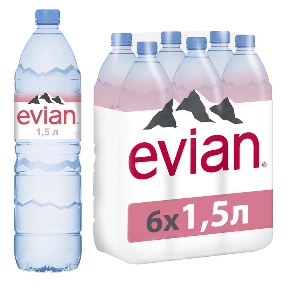 Вода минеральная Evian ПЭТ 1,5 л негазированная