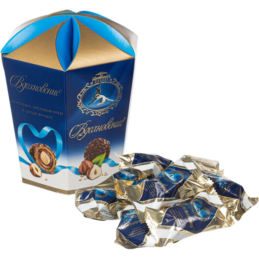 Набор конфет Вдохновение с шоколадно-ореховым кремом и фундуком,150гр