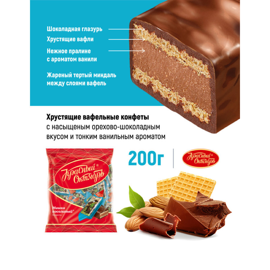 Конфеты Шоколадные Мишка косолапый, 200г