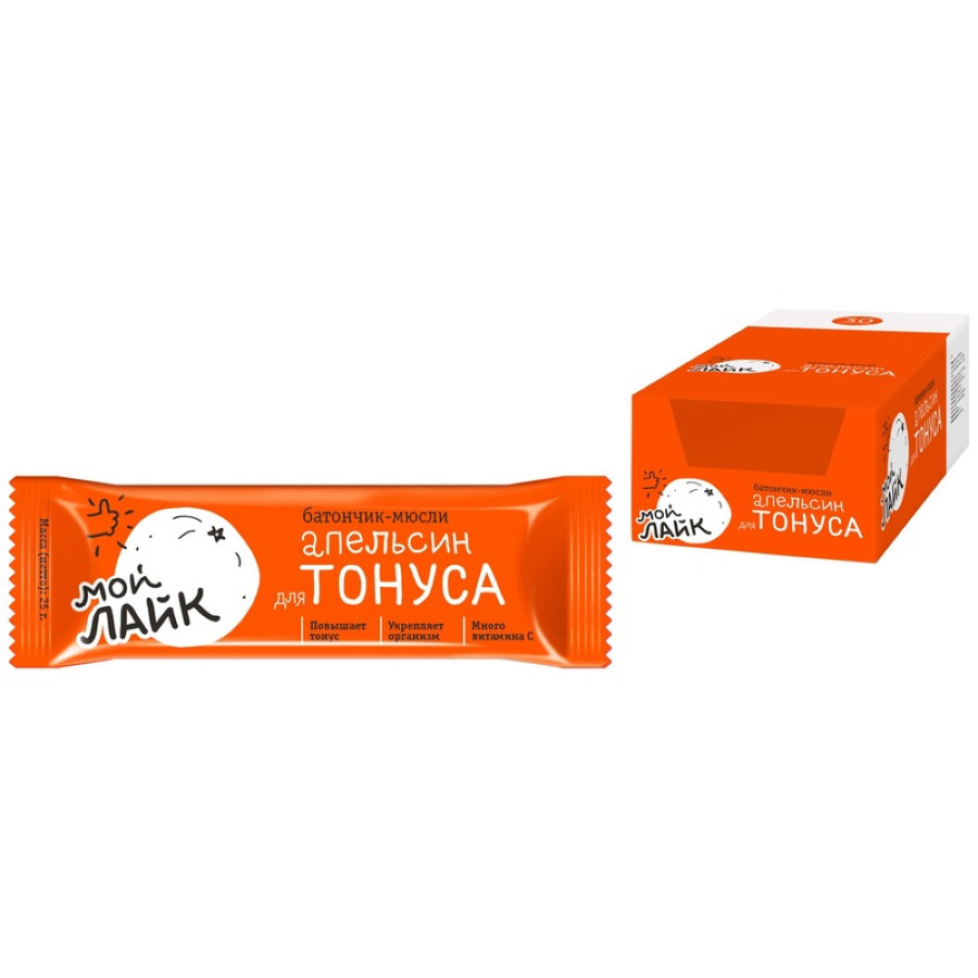 Батончик мюсли Леовит Апельсин для тонуса, (30б/25г) 