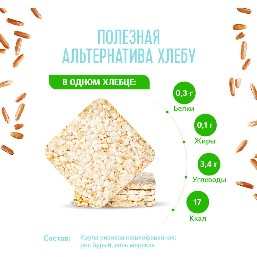 Хлебцы хрустящие Рисовые с морской солью Dr.Korner 100 гр