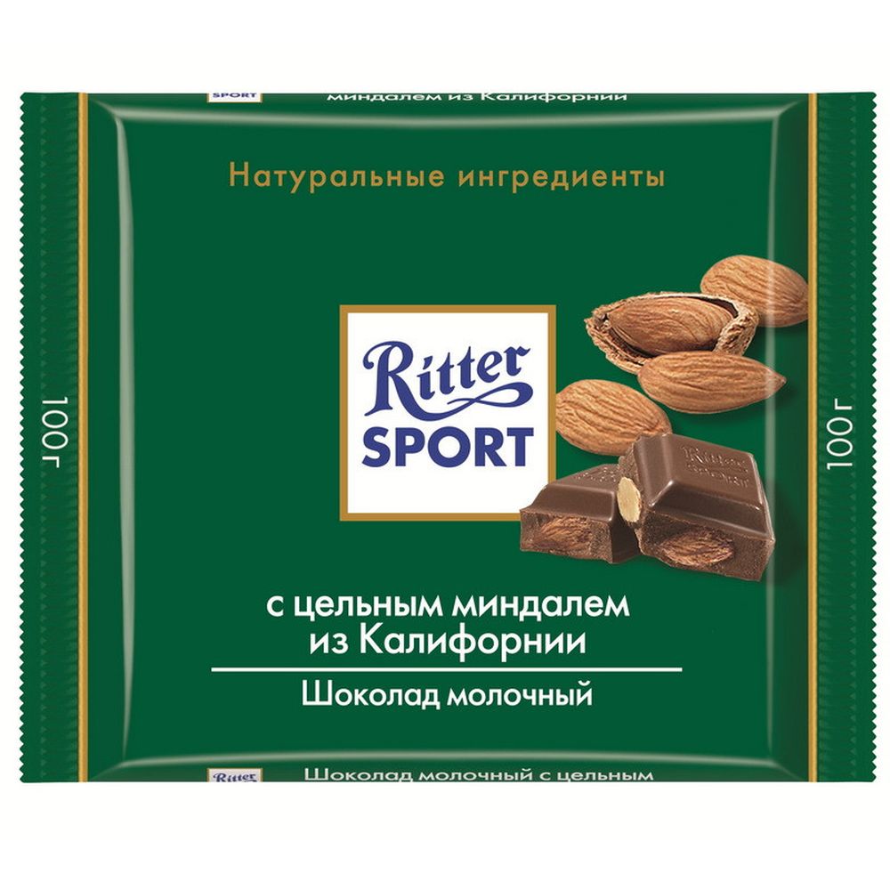 Шоколад Ritter Sport молочный цельный миндаль 100г