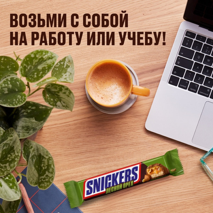 Шоколадный батончик Snickers лесной орех 81г