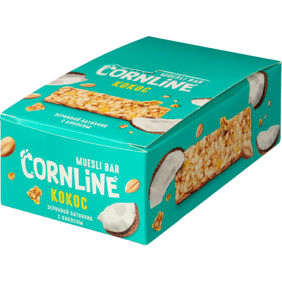 Батончик Cornline из цел злаков с кокосом и возд.рисом, 30гх18шт/уп (ВК247)