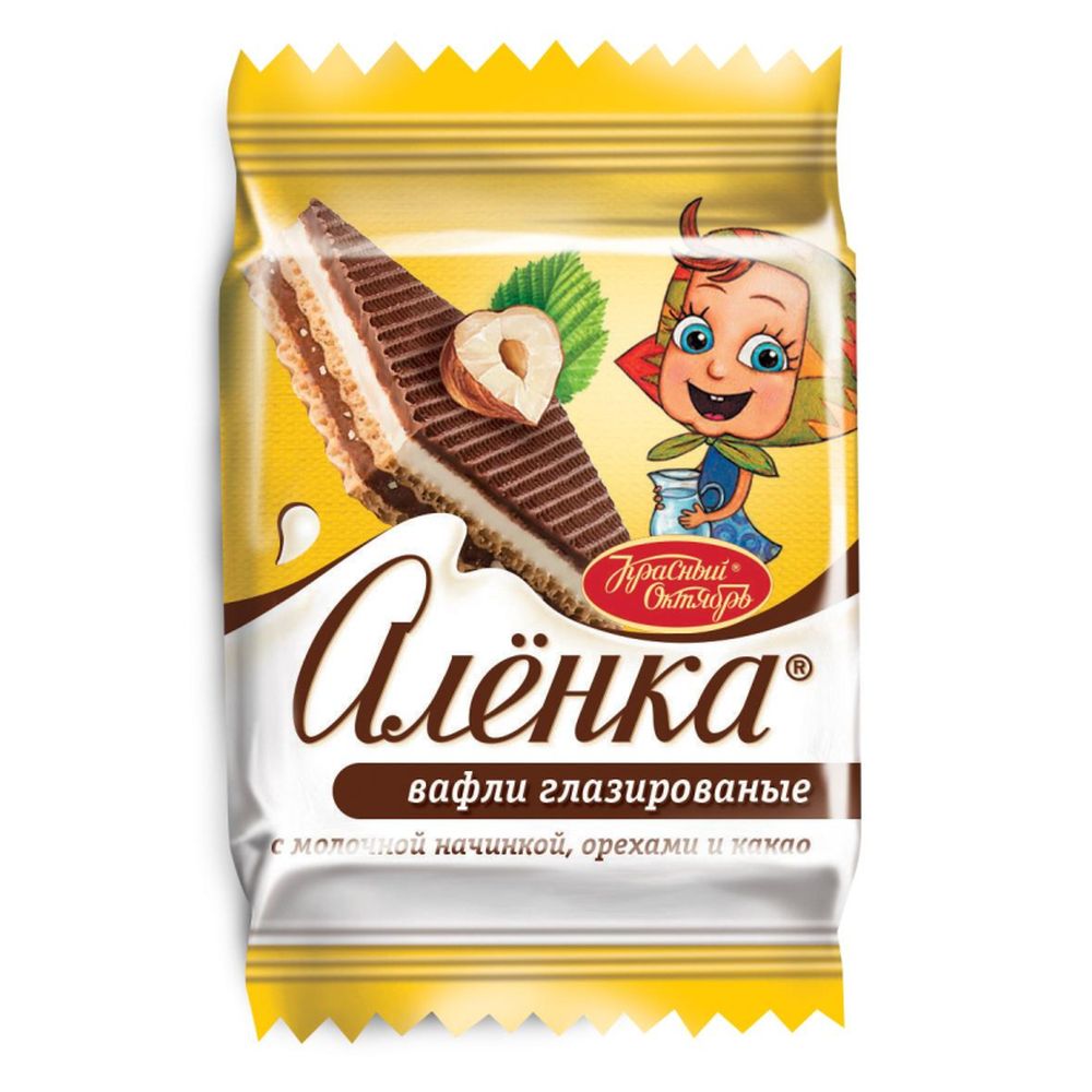 Вафли Аленка с молочной начинкой орехами и какао, 1,38кг/уп