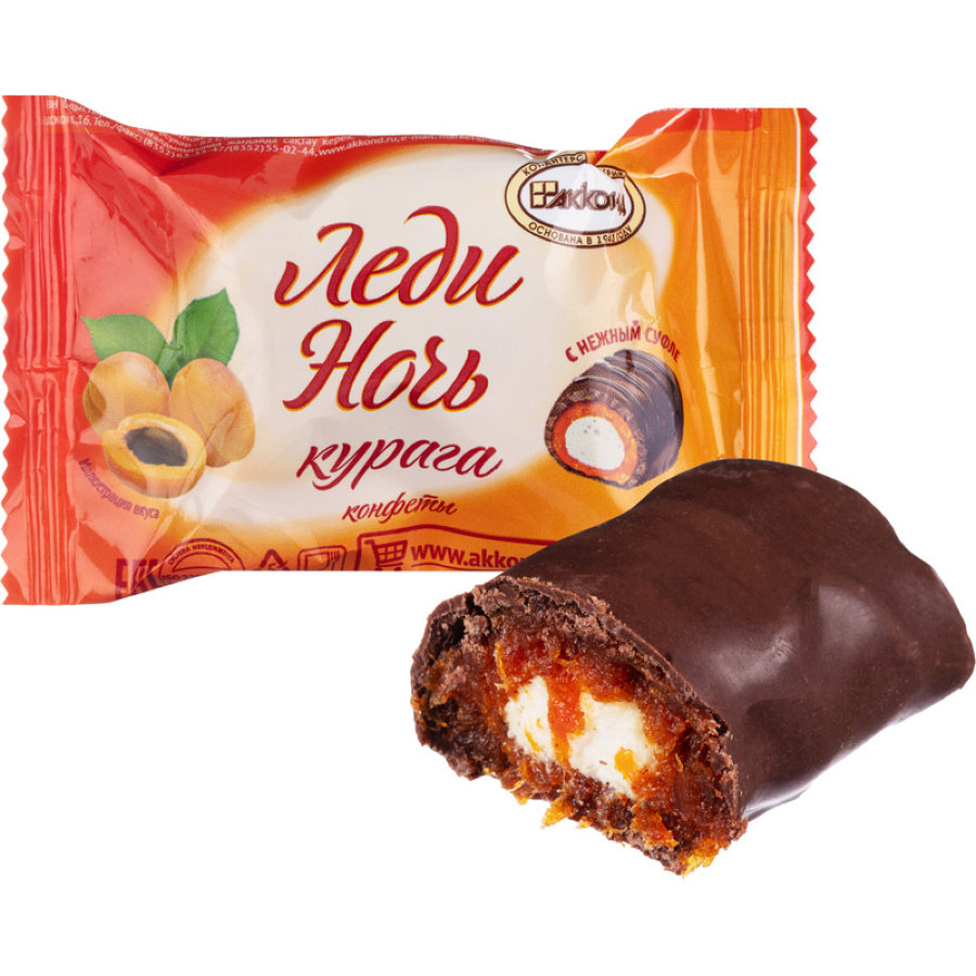 Конфеты шоколадные Акконд Леди Ночь с курагой, 500г