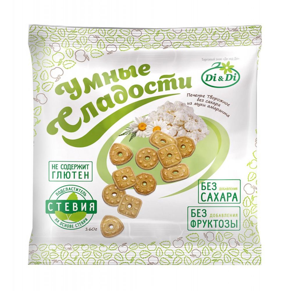 Печенье Умные сладости Di&amp;Di творожное без сахара, 160г