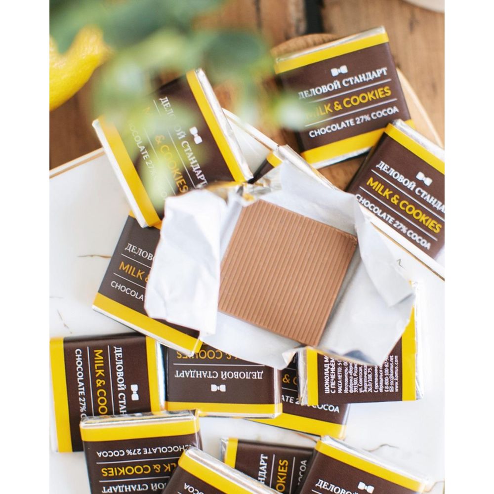 Шоколад порционный Деловой Стандарт Milk&cookies, 5г/80шт