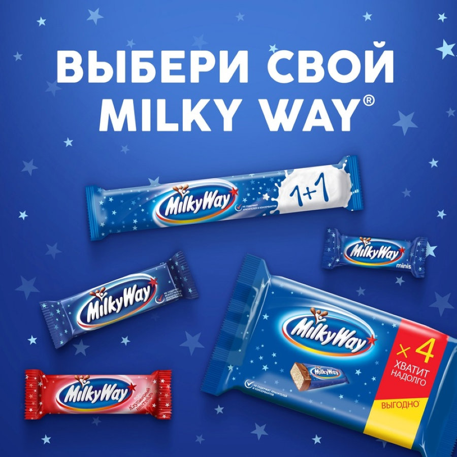 Шоколадный батончик Milky Way Minis, 2,5кг/уп