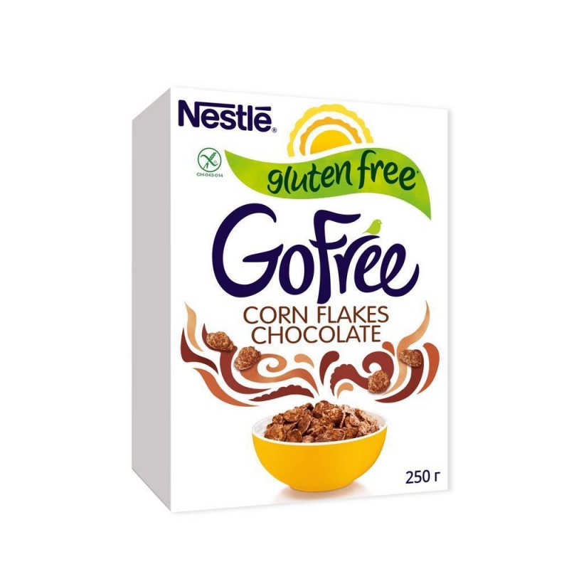 Завтрак NESTL GOFREE хлопья кукурузные шоколадные,с витаминами, 250г