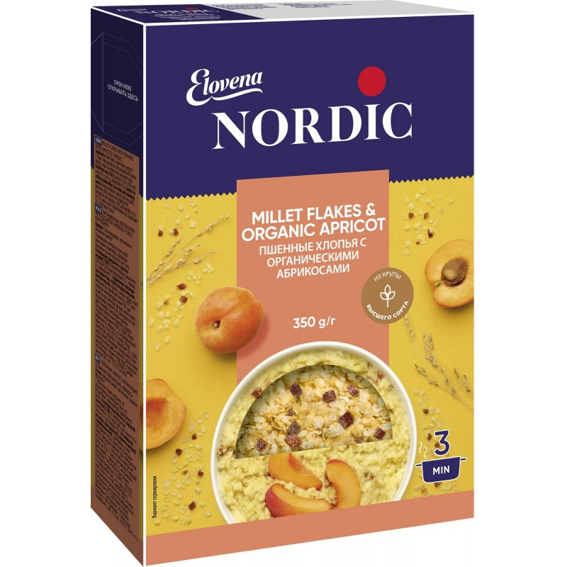 Завтрак Nordic пшенные хлопья  с абрикосом,  350г