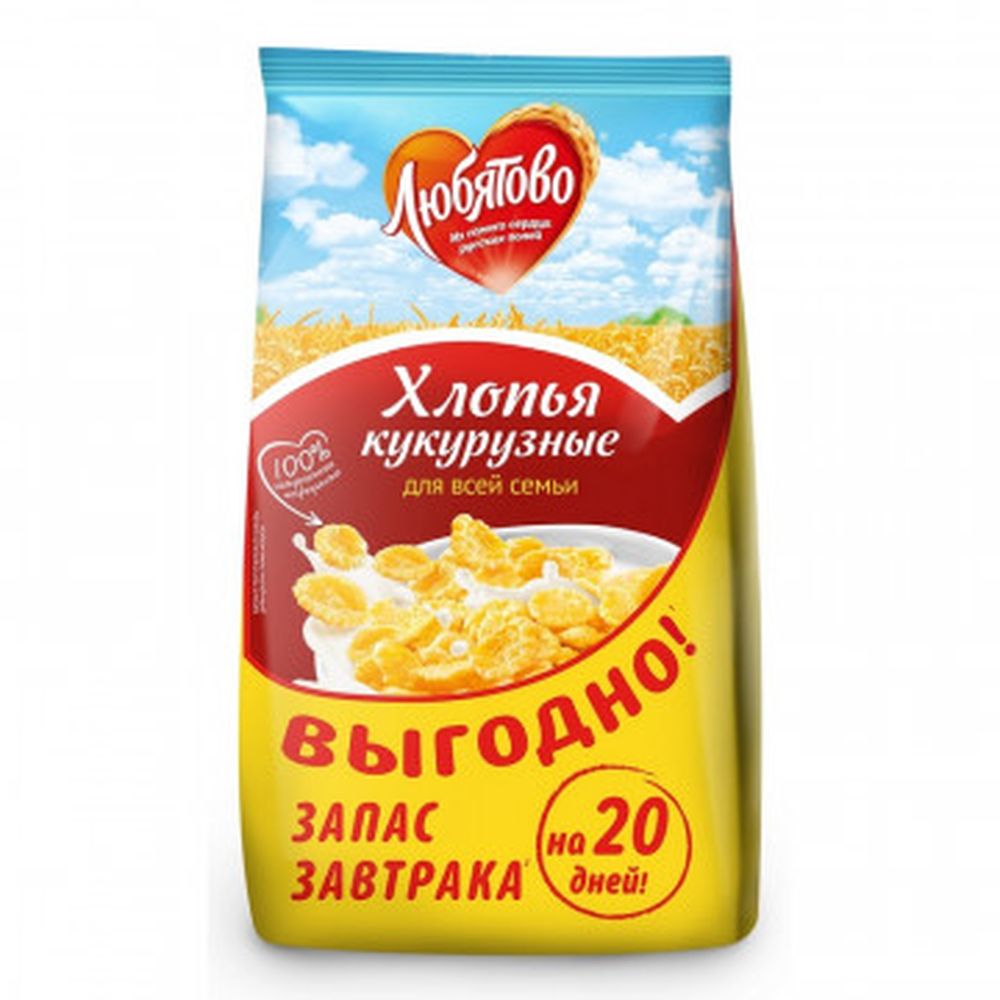 Завтрак хлопья кукурузные Любятово, 600г