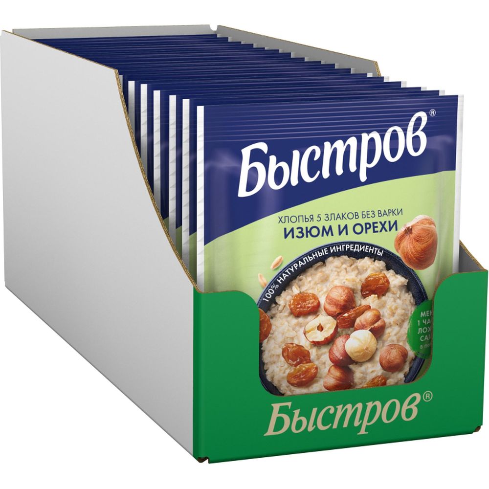 Каша Быстров пять злаков, изюм, орехи 17шт*40г